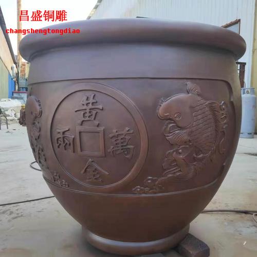厂家定制大型纯铜大缸门口摆件铸造青铜大缸风水青铜器口径1.2米